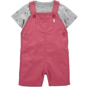 NWT. CARTER'S Baby Boys Tee & Shortall Set, Red / Gray Nautical